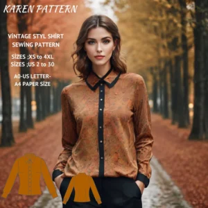 Vintage Cottagecore Blouse Sewing Pattern:Retro 1950s Style (A0-A4, US Letter) (Digital Download)